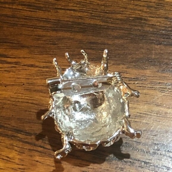 Beetle Ladybug Crystal Silver Black Insect Brooch Pin - Picture 2 of 7